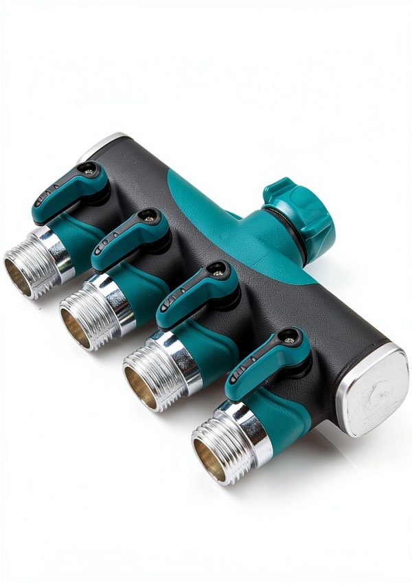 DBR Tech 4 Way Hose Splitter Zinc Metal Garden Water-5