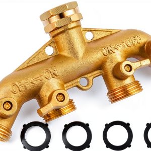 AuySier Brass 4 Way Garden Hose Splitter 3/4 Inch-0