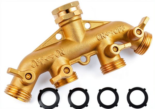 AuySier Brass 4 Way Garden Hose Splitter 3/4 Inch-0