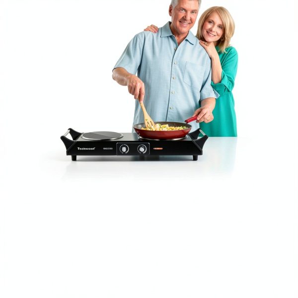 Techwood Ceramic Cooktop Portable Double Burner Electric-2