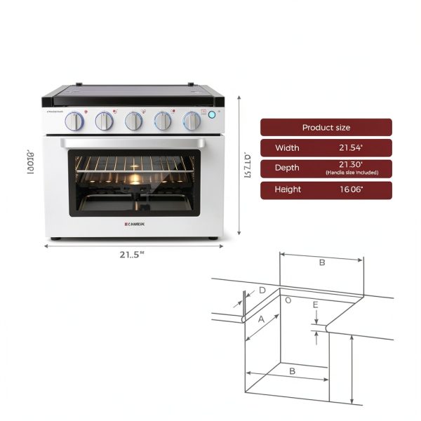 CAMPLUX RV Oven Stove Combo Stainless Steel Slide-In Design-6