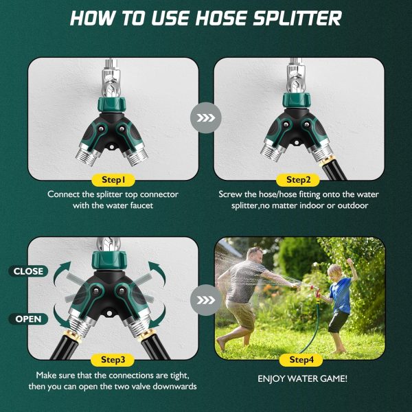 BKV Garden Hose Splitter Zinc Alloy Leak Proof Dual Outlet-5