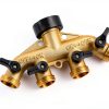 Sanpaint 4 Way Brass Garden Hose Splitter Adapter Valve-1