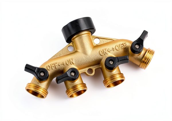 Sanpaint 4 Way Brass Garden Hose Splitter Adapter Valve-1