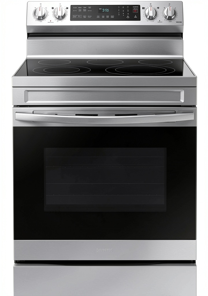 Installing Samsung Electric Range Stainless Steel Air Fry Wi‑Fi in a modern kitchen
