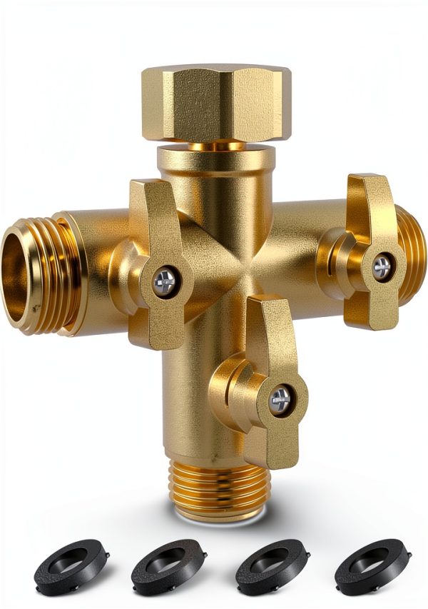 Yanwoo 3 Way Garden Hose Splitter Metal Adapter Golden-0