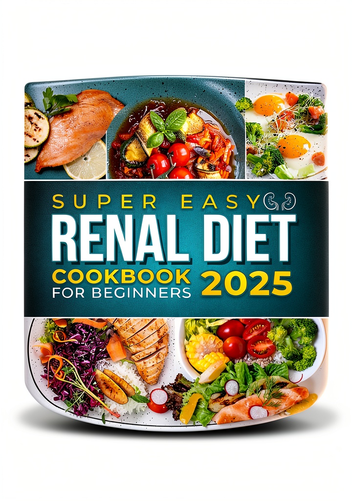 Healing Kitchen Renal Diet Cookbook low sodium ebook displayed on a kitchen countertop with a tablet