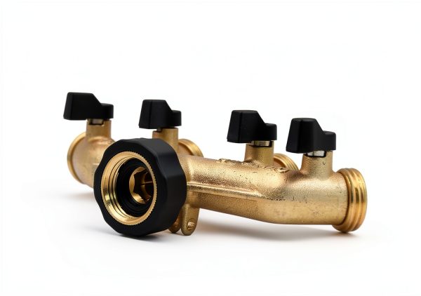 LFSEMINI Brass Garden Hose Splitter 4 Way with Protectors-3