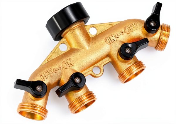 Sanpaint 4 Way Brass Garden Hose Splitter Adapter Valve-0