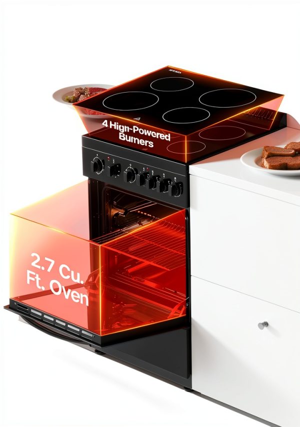 VEVOR 24 in Electric Range Oven Stainless Steel 4 Burners-1