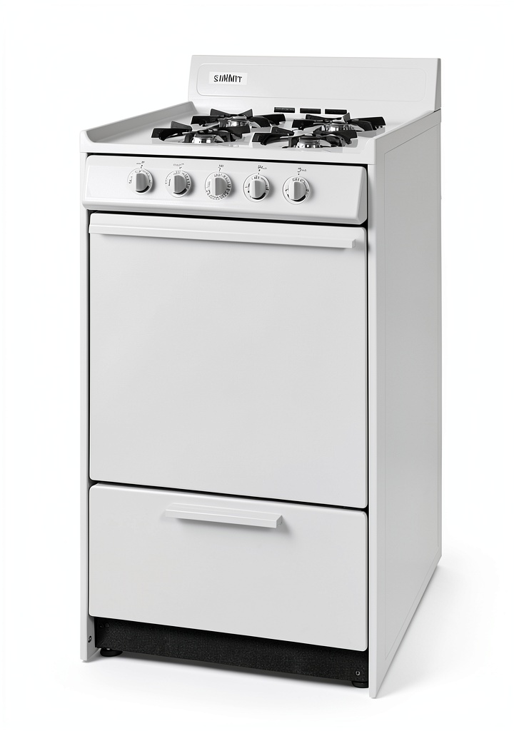 Summit Appliance gas range in a modern kitchen setting