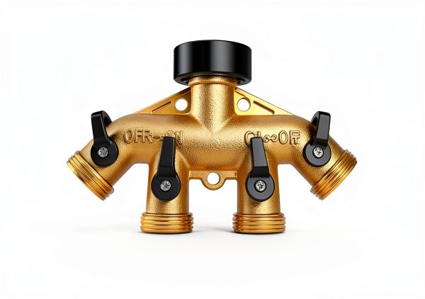 LFSEMINI Brass Garden Hose Splitter 4 Way with Protectors-6