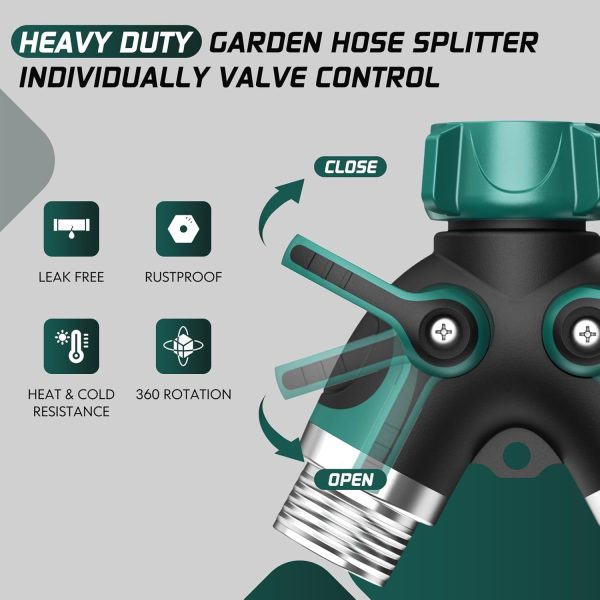BKV Garden Hose Splitter Zinc Alloy Leak Proof Dual Outlet-2