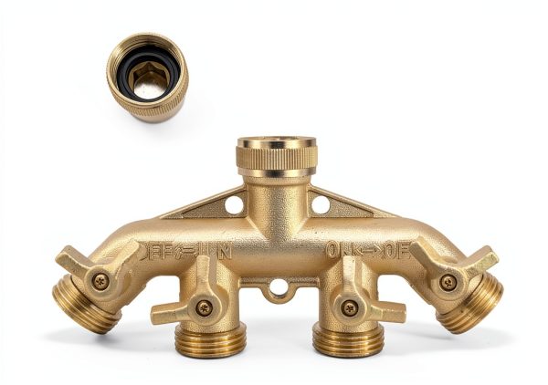 Garden Hose Splitter Brass 4 Way Hourleey Durable Water-3