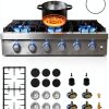 AAOBOSI 36 Inch Gas Stove Stainless Steel 6 Burner-7