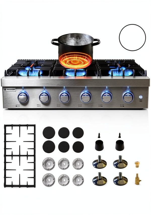 AAOBOSI 36 Inch Gas Stove Stainless Steel 6 Burner-7