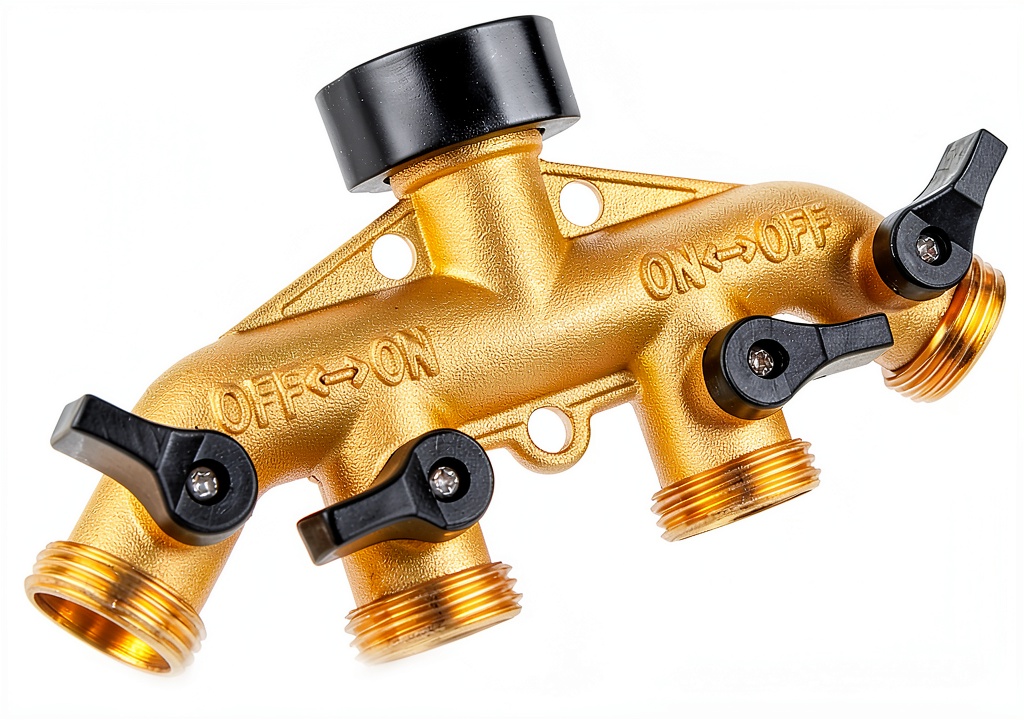 Installing BILAL 4 Way Brass Hose Splitter 3/4 Inch NPT Thread on a wooden desk
