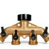 LFSEMINI Brass Garden Hose Splitter 4 Way with Protectors-4