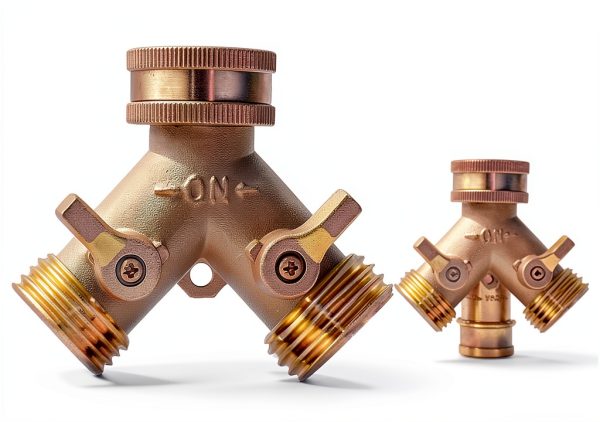 Hourleey 2 Way Hose Splitter Brass 3/4 Inch Garden Watering-2