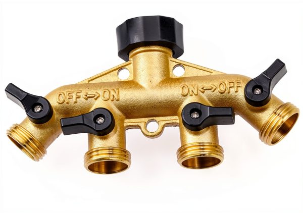 BILAL 4 Way Brass Hose Splitter 3/4 Inch NPT Thread-1