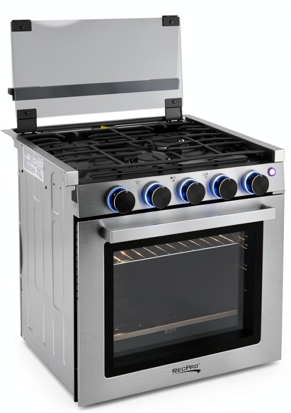 RecPro RV Stove Gas Range Freestanding Black Silver-2