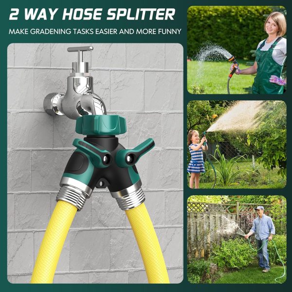 BKV Garden Hose Splitter Zinc Alloy Leak Proof Dual Outlet-3