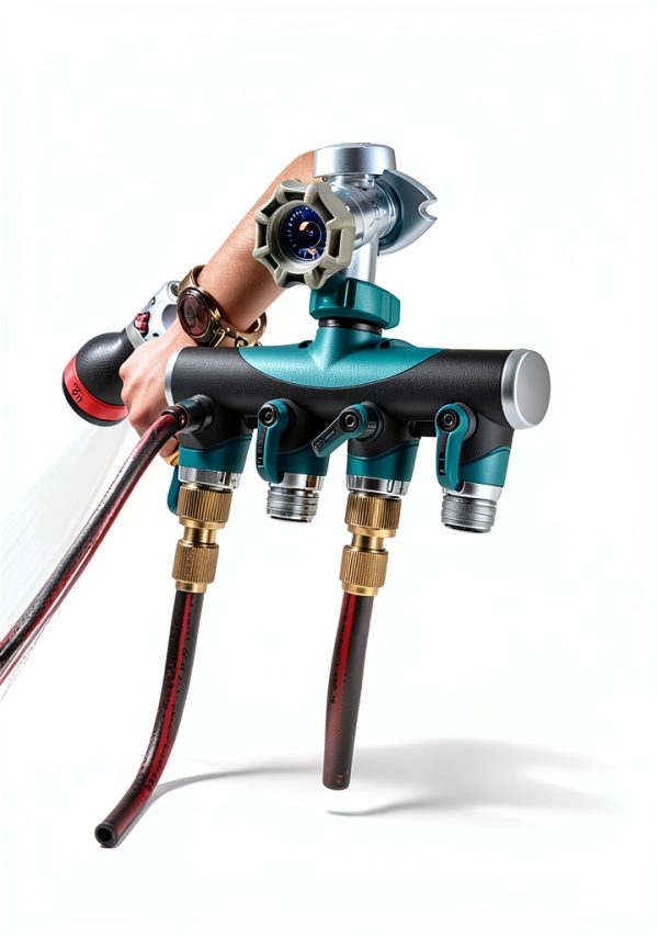 DBR Tech 4 Way Hose Splitter Zinc Metal Garden Water-3