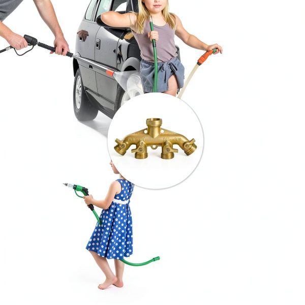 Garden Hose Splitter Brass 4 Way Hourleey Durable Water-4