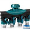 DBR Tech 4 Way Hose Splitter Zinc Metal Garden Water-0