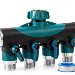 DBR Tech 4 Way Hose Splitter Zinc Metal Garden Water-0