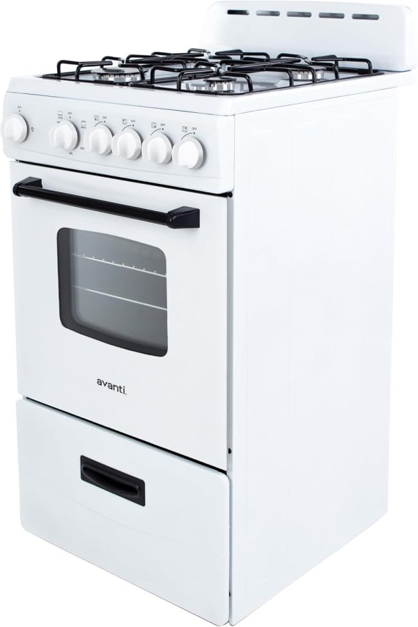 Avanti Gas Range Compact Freestanding 4 Burners White Black-5