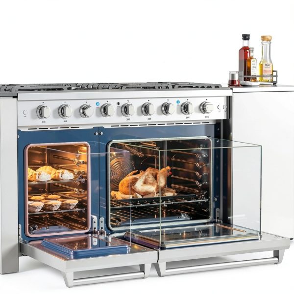 AAOBOSI Freestanding Gas Range Stainless Steel Double Oven-3