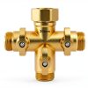 Yanwoo 3 Way Garden Hose Splitter Metal Adapter Golden-1