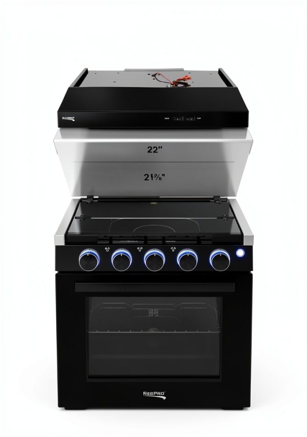RecPro RV Stove Gas Range Freestanding Black Silver-3