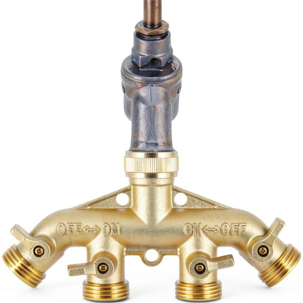 Garden Hose Splitter Triumpeek Brass ABS 4 Way Adapter-4