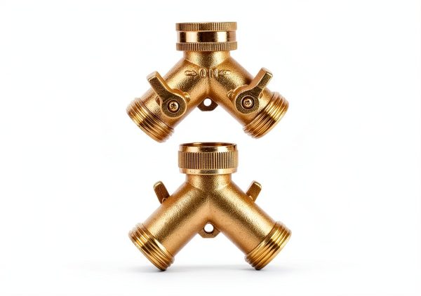 Hourleey 2 Way Hose Splitter Brass 3/4 Inch Garden Watering-3