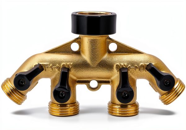 MAGGIFT Brass Hose Splitter 4 Way Adapter Solid Brass-2