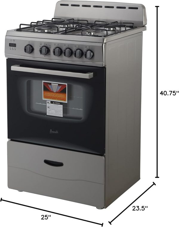 Avanti Gas Range Compact Freestanding Stainless Steel-2