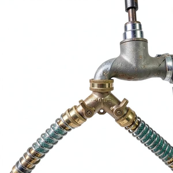 Hourleey 2 Way Hose Splitter Brass 3/4 Inch Garden Watering-6