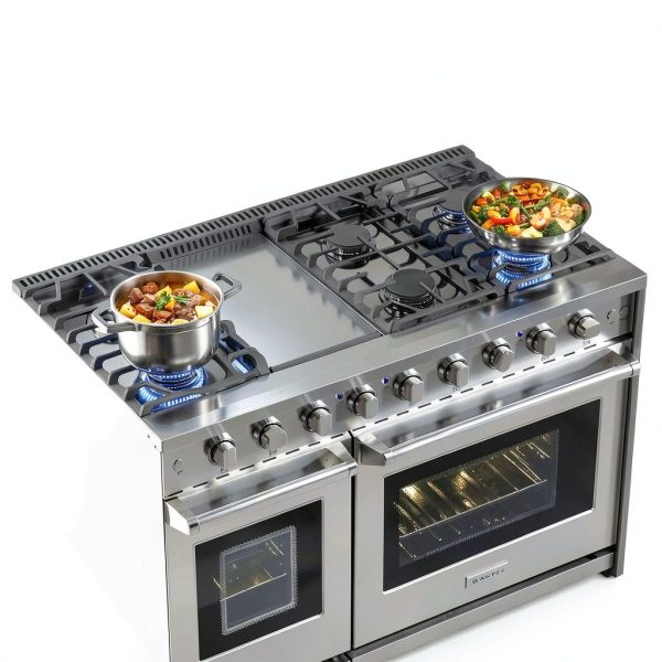 AAOBOSI Freestanding Gas Range Stainless Steel Double Oven-7
