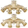 Garden Hose Splitter Brass 4 Way Hourleey Durable Water-2