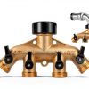 LFSEMINI Brass Garden Hose Splitter 4 Way with Protectors-2