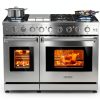AAOBOSI Freestanding Gas Range Stainless Steel Double Oven-0