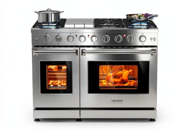AAOBOSI Freestanding Gas Range Stainless Steel Double Oven-0
