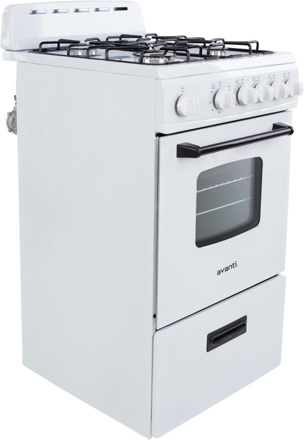 Avanti Gas Range Compact Freestanding 4 Burners White Black-4
