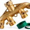 Garden Hose Splitter Brass 4 Way Hourleey Durable Water-0