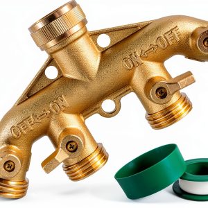 Garden Hose Splitter Brass 4 Way Hourleey Durable Water-0