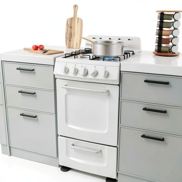 Avanti Gas Range White 4 Burner Compact Kitchen Appliance-6