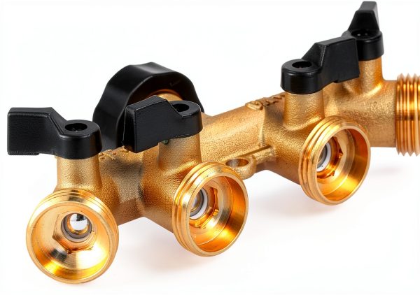 Sanpaint 4 Way Brass Garden Hose Splitter Adapter Valve-4