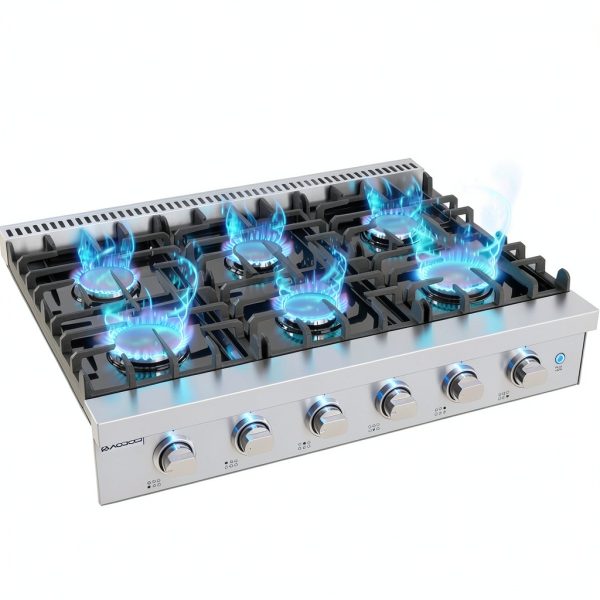 AAOBOSI 36 Inch Gas Stove Stainless Steel 6 Burner-1